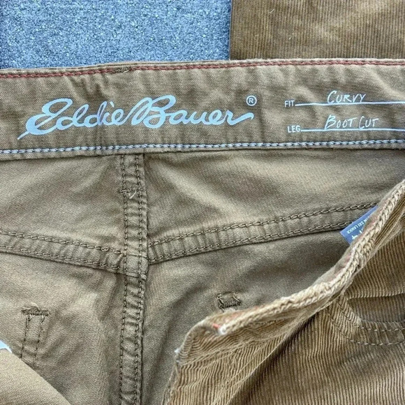 Eddie Bauer Slightly Curvy Straight Bootcut Corduroy Olive Pants Size 6 - Picture 9 of 11